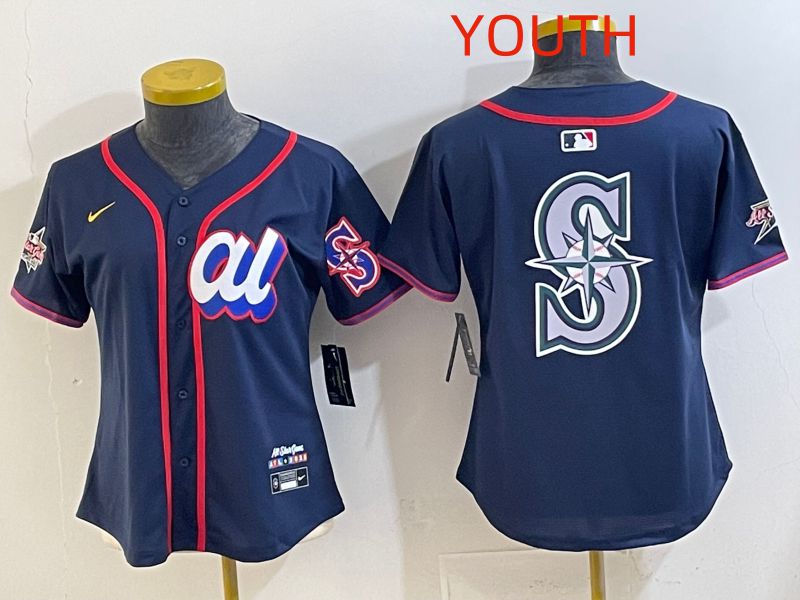 Youth 2025 Seattle Mariners Blank Drak Blue All star Nike MLB Jersey style 07
